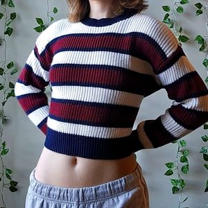 SOLD Garage Cropped Stripped Sweater